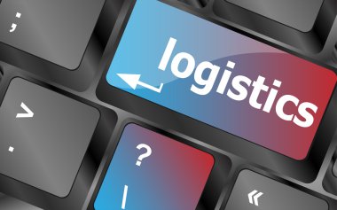 dizüstü klavye lojistik kelimeler, iş kavramı vektör, klavye tuşları, klavye düğmesi