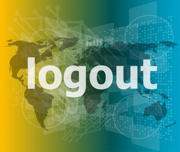 Logout-Wort, High-Tech-Hintergrund, digitales Business-Touchscreen-Vektor-Illustration — Stockvektor