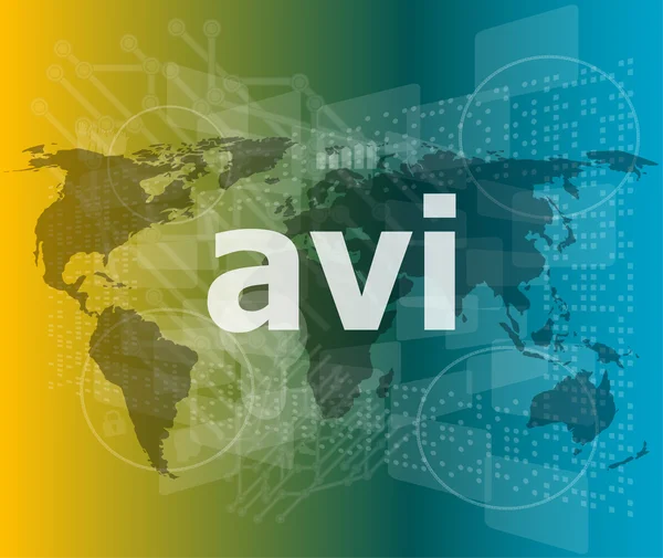 Цифровая концепция: слово avi на цифровом экране векторной иллюстрации — стоковый вектор