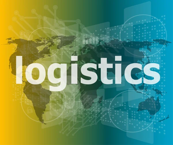 Business concept: logistics word on digital screen vector illustration — Stock Vector