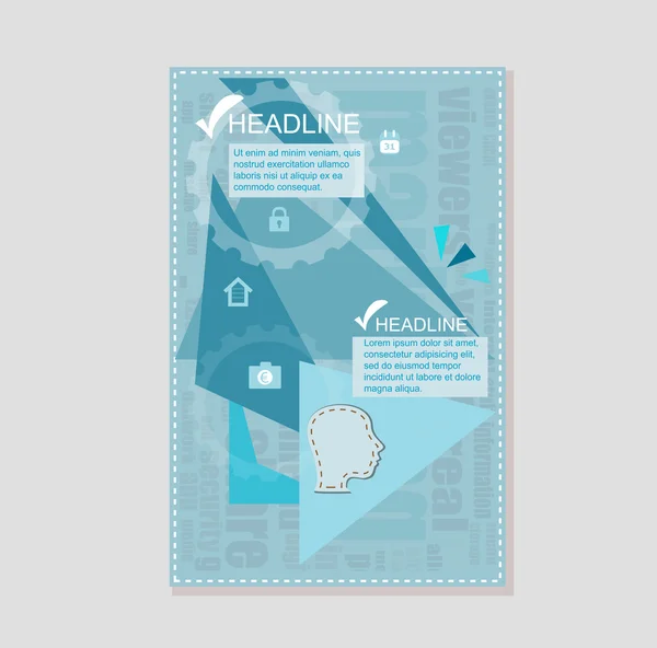 Vecteur de modèle de brochure de rapport annuel bleu, présentation de la brochure résumé fond plat, mise en page en format A4 — Image vectorielle