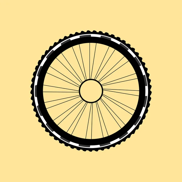 Vector silhouette of a bicycle wheel with tyre and spokes — Stock Vector