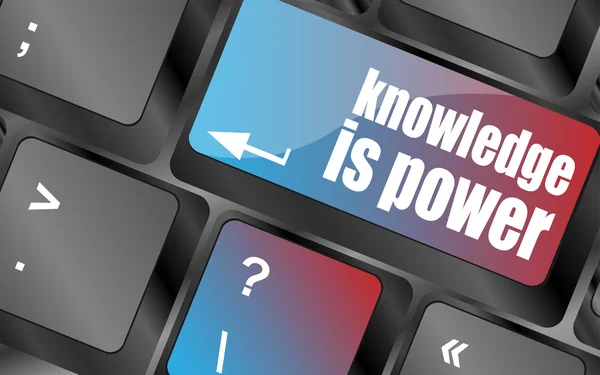 Wissen ist Power-Taste auf der Computertastatur Tastenvektor. Tastaturtasten, Tastaturtaste, Tastatursymbol — Stockvektor