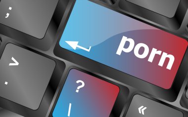 Klavyede Porno düğmesi - sosyal kavram . klavye tuşları. vektör illüstrasyon