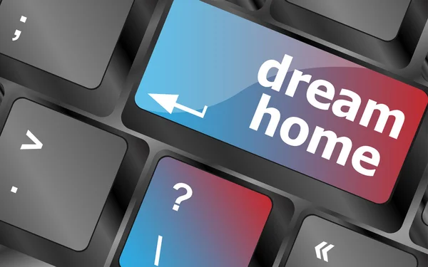 Computer toetsenbord met droom Home Key-Technology achtergrond. toetsenbordtoetsen. vector illustratie — Stockvector