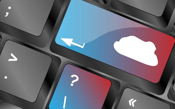 Indtast skyen med en cloud computing nøgle på computerens tastatur. tastaturnøgler. vektorillustration – Stock-vektor