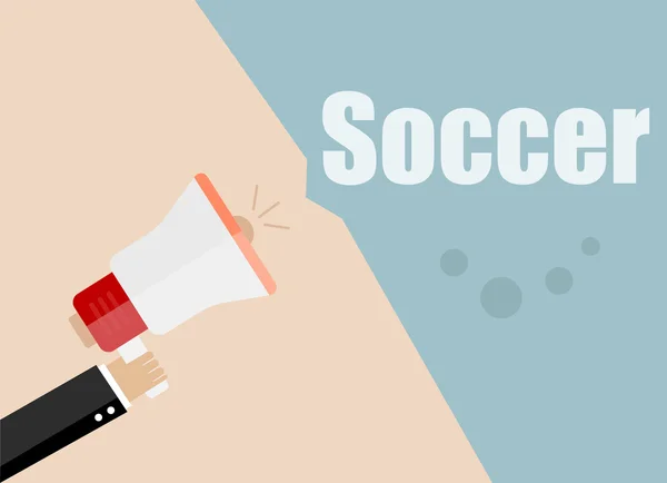 Fútbol. Diseño plano vector negocio ilustración concepto Digital marketing hombre de negocios celebración de megáfono para el sitio web y banners de promoción . — Archivo Imágenes Vectoriales