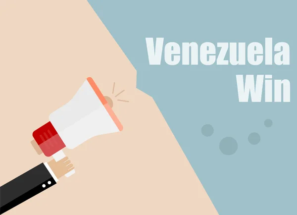 Venezuela win. Flat design vector business illustration concept Digital marketing business man holding megaphone for website and promotion banners. — Stock Vector