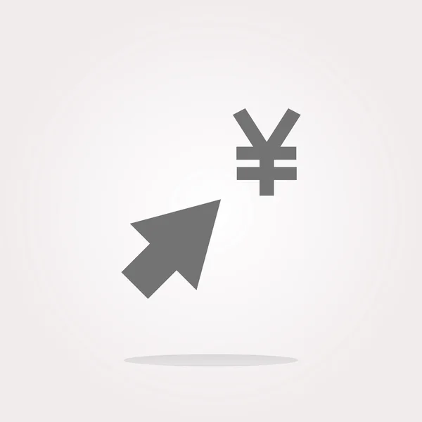 Yen valuta szimbólum és nyíl web gomb ikon. Vektor illusztráció. Vektorikon — Stock Vector
