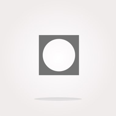 Uygulama simgesi. Beyaz üzerine izole edilmiş web düğmesindeki soyut işaret. Vektör illüstrasyonu