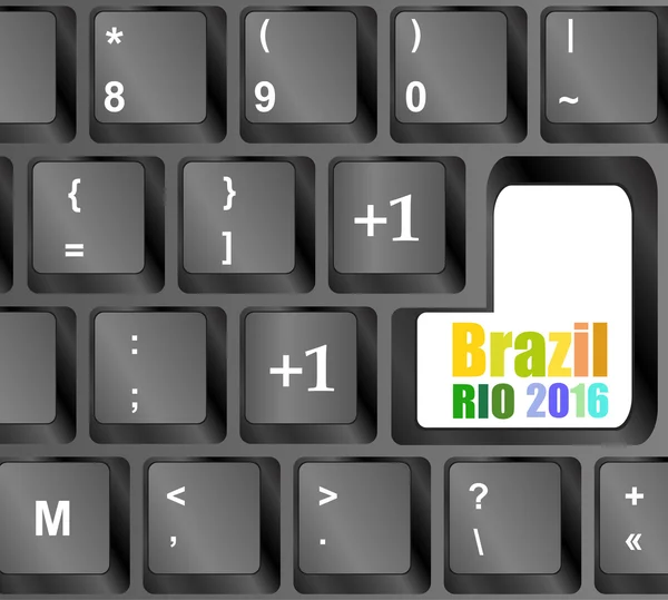 Laptop Computer drahtlose Tastatur Draufsicht mit Tasten, Vektorillustration. Brasilien Rio 2016 Worte dazu — Stockvektor