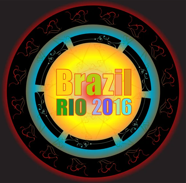 Colores de fondo con la inscripción Brasil Río 2016. Ilustración vectorial — Vector de stock