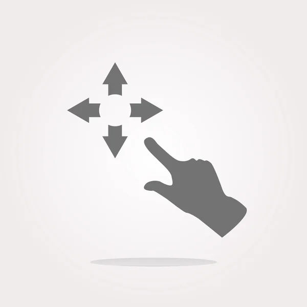 Icône de signe plein écran et main de personnes. Symbole des flèches. Icône pour App. Illustration vectorielle — Image vectorielle
