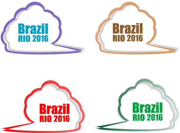 Наклейки установлены. Летние игры 2016 года в Рио. Абстрактная иллюстрация с плоским дизайном . — стоковый вектор