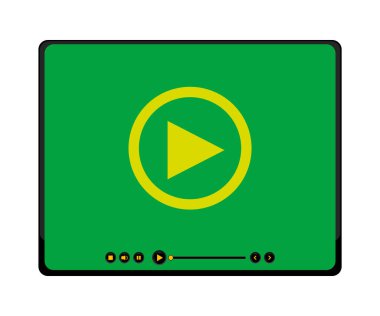 Medya video oynatıcı arayüzü. Web ortam oynatıcı simgesini oynat. Mobil uygulamalar için düz multimedya oynatıcı