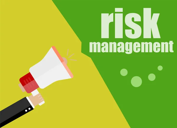 flat design concept. risk management. Digital marketing business man holding megaphone for website and promotion banners.