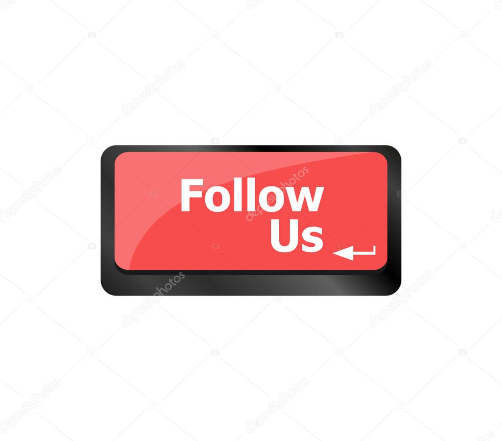 Social media concept. Keyboard with Follow Us button