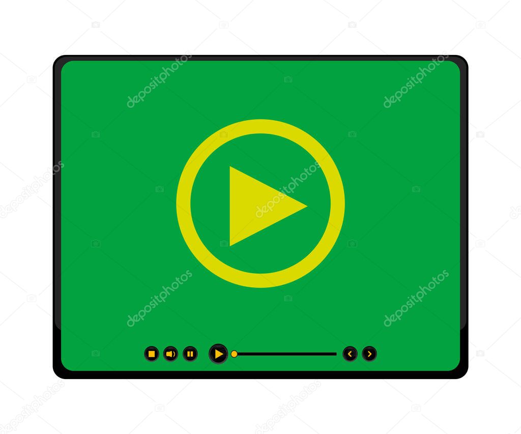 Media video player interface. Play web media player icon. Flat multimedia player for mobile apps video services