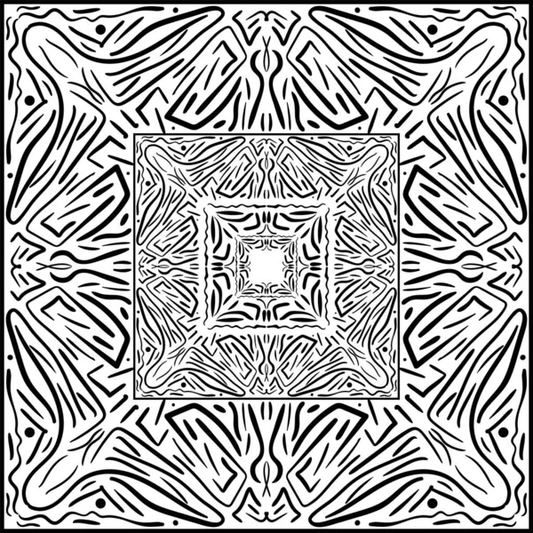 曼达拉Zentangle启发了矢量图解 黑白的 Diwali纹理摘要 — 图库矢量图片