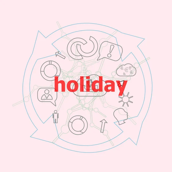 Text Holiday. Events concept . Flat outline linear Infographic