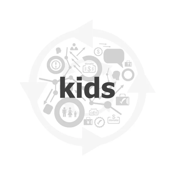 Texto Crianças Fundo Digital Conceito Educação Conjunto Ícones Botões — Fotografia de Stock
