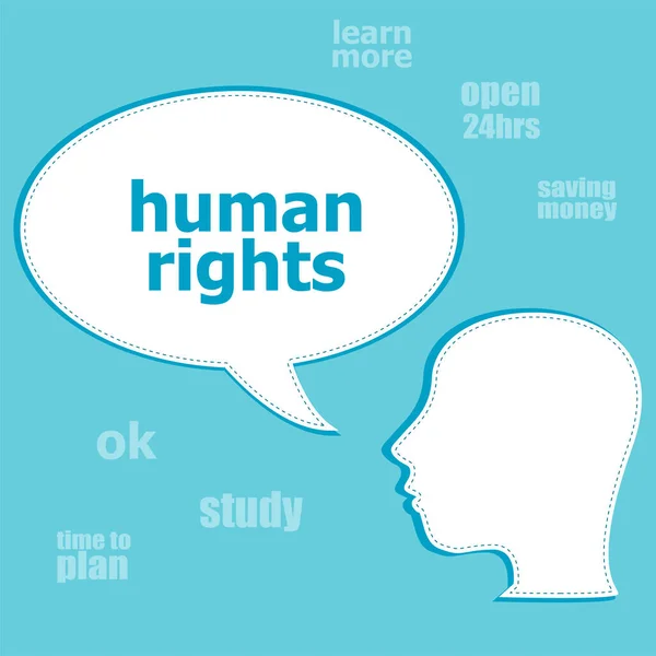 Texto Derechos Humanos Concepto Ley Silueta Cabeza Con Burbuja Del — Foto de Stock