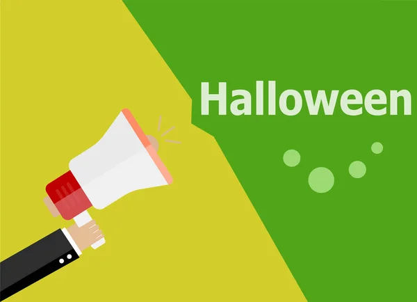 Flaches Design Business Konzept Geschäftsmann Für Digitales Marketing Halloween Hält — Stockfoto