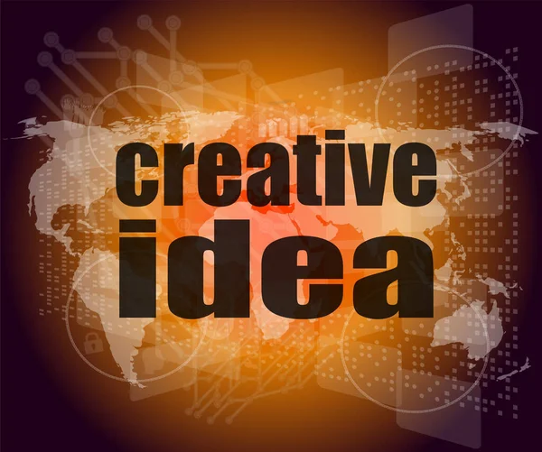 Słowa Kreatywnych Pomysłów Ekranie Cyfrowym Koncepcja Działalności Gospodarczej — Zdjęcie stockowe