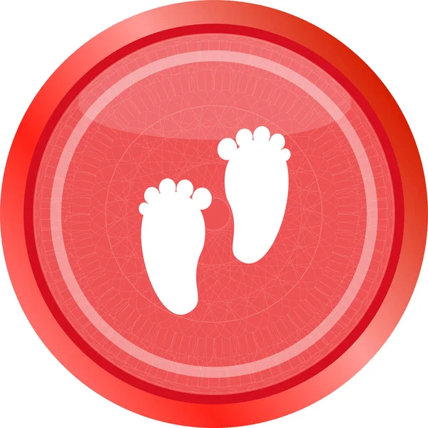 Footprint Circle Glossy Web Icon White Background — Stock Photo, Image