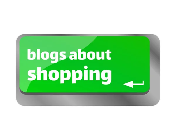 Des Blogs Sur Shopping Gros Plan Clavier Entrez Clé Ordinateur — Photo