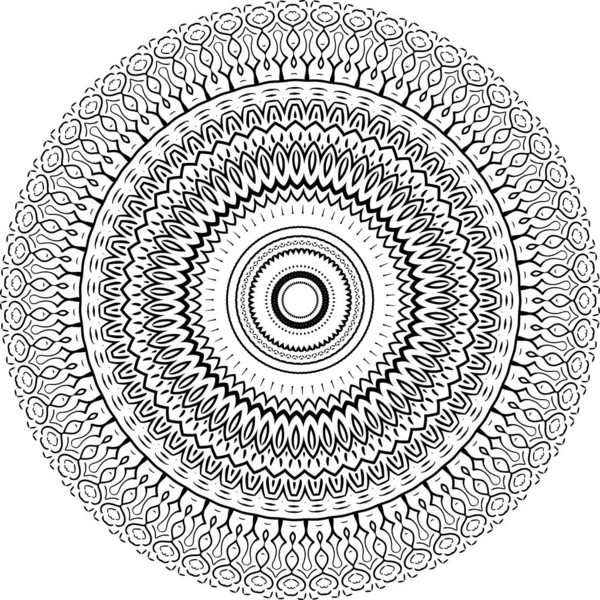 Мандала Ізольована Білому Тлі Абстрактний Вектор Зображення Ретро Чорна Біла — стоковий вектор