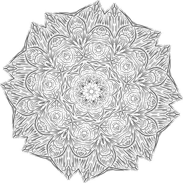 Mandala Isolado Fundo Branco Ilustração Vetorial Padrão Abstrato Textura Preta — Vetor de Stock