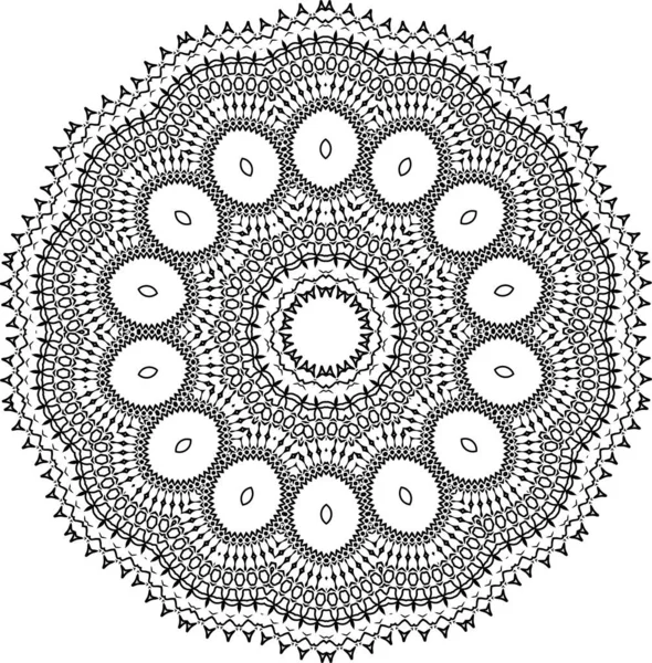 Mandala Isolated White Background Abstract Pattern Vector Illustration Retro Black — Stock Vector