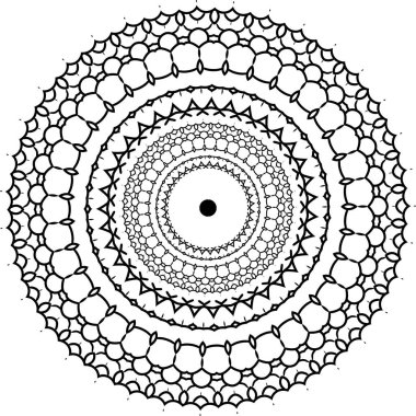 Mandala tebrik kartı, dava baskısı vesaire için. Soyut model. Siyah beyaz Diwali deseni. Vektör illüstrasyonu