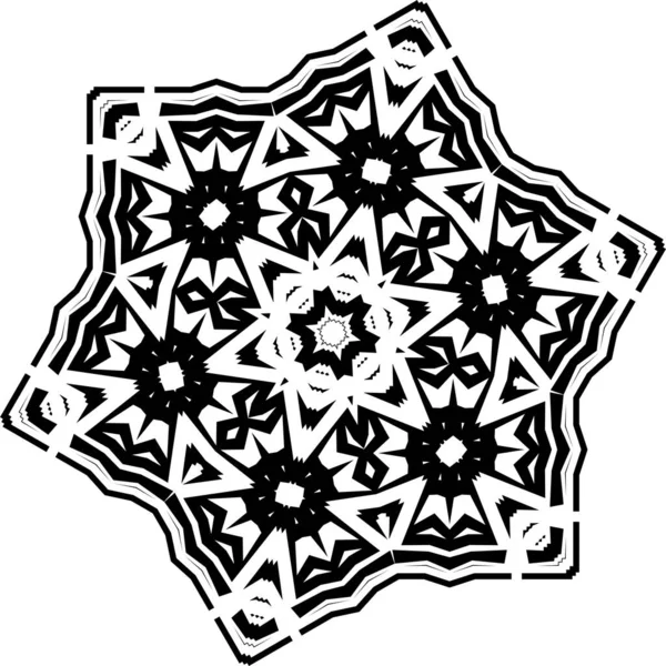Mandala Black White Pattern Vintage Decorative Elements Hand Drawn Background — Stock Vector