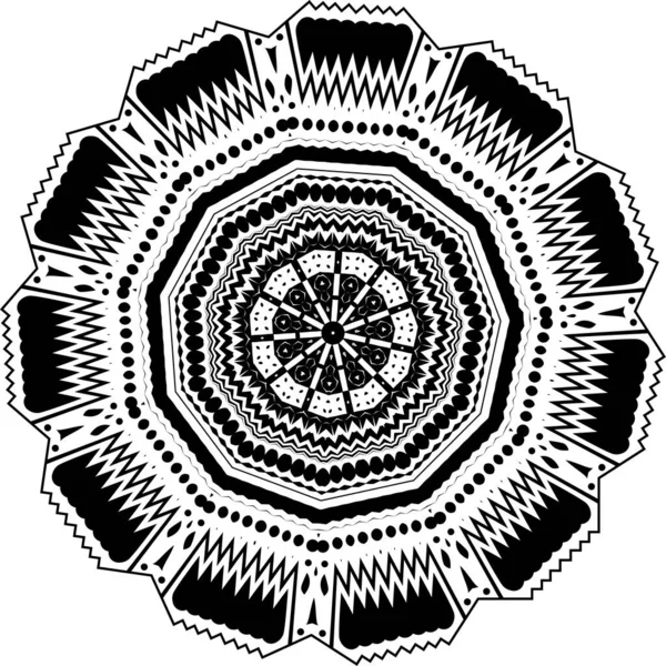 Mandala Modello Bianco Nero Elementi Decorativi Vintage Sfondo Disegnato Mano — Vettoriale Stock