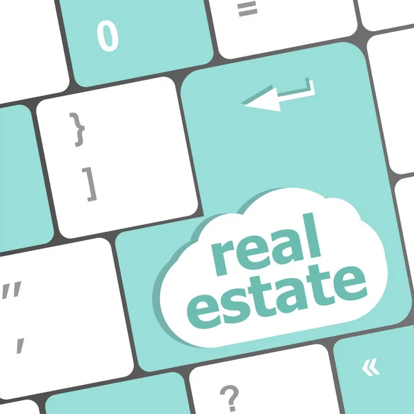 Real Estate Concept Hot Key Computer Keyboard Real Estate Words — Stock Photo, Image