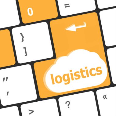 Dizüstü bilgisayarda lojistik kelimeler, iş konsepti