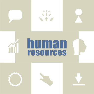Yönetim konsepti. İnsan kaynakları mesajı. Infographic Elementleri. İş simgesi ayarlandı