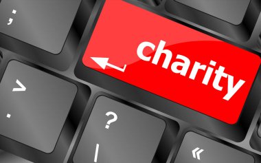 Hayır kurumu için bilgisayar klavyesi anahtarı - iş konsepti