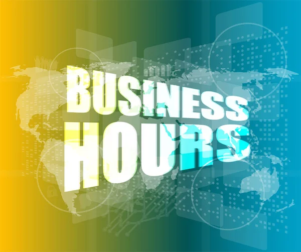 Woorden Business Hours Digital Screen Business Concept — Stockfoto