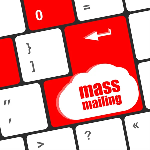 Marknadsföringskoncept Dator Tangentbord Med Ord Mass Mailing — Stockfoto