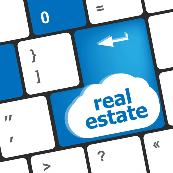Real Estate Concept Hot Key Computer Keyboard Real Estate Words — Stock Photo, Image