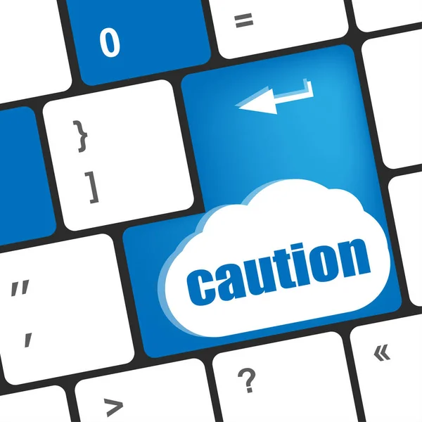 Caution Keyboard Key Showing Business Insurance Concept Caution — Stock Photo, Image
