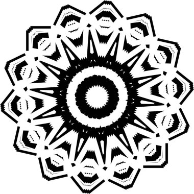 Mandala. Siyah ve Beyaz desen. Klasik dekoratif elementler. El çizimi arka plan. Arapça, İslam, Hintçe. Vektör illüstrasyonu