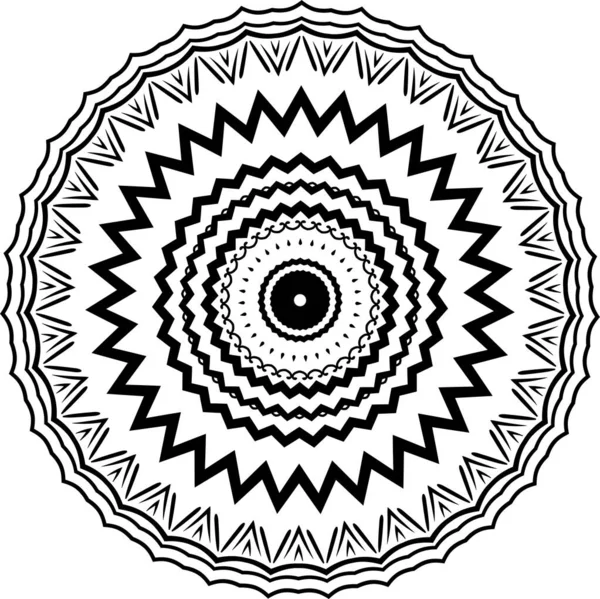 Mandala Izolowana Białym Tle Abstrakcyjna Ilustracja Wektora Wzorca Retro Czarno — Wektor stockowy
