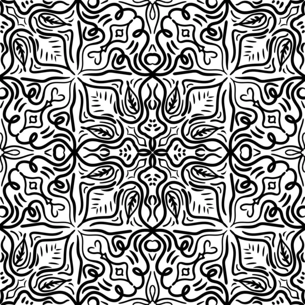 Patrón Abstracto Sin Costuras Colores Blanco Negro Fondo Vectorial Dibujado — Vector de stock