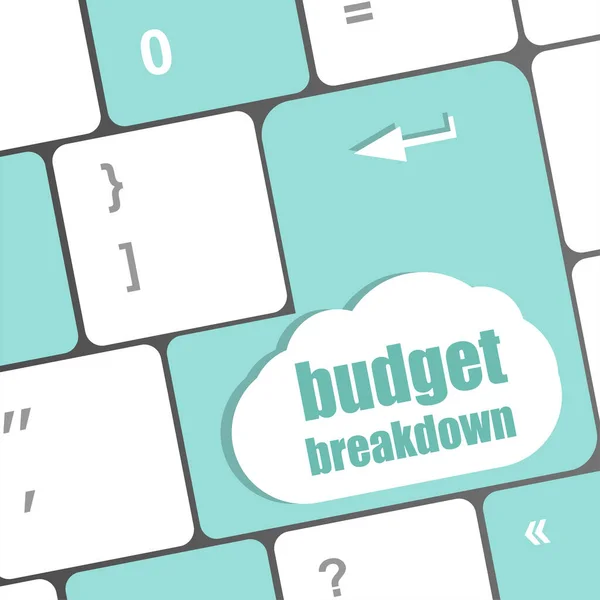 Budget Breakdown Words Computer Keyboard — Stock Photo, Image