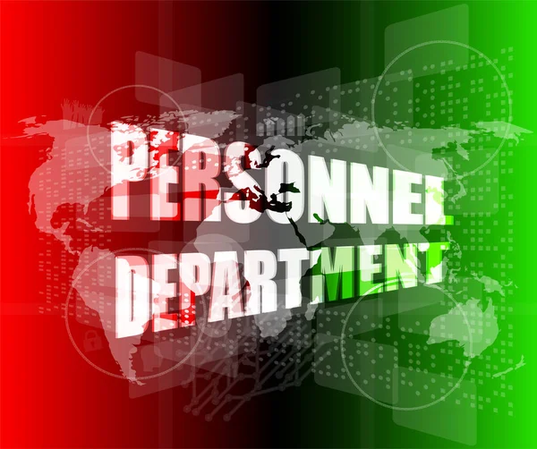 Personnel Department Words Digital Screen World Map — Stock Photo, Image