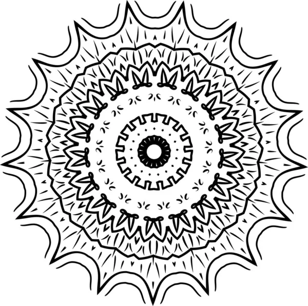 Mandala Modello Bianco Nero Elementi Decorativi Vintage Sfondo Disegnato Mano — Vettoriale Stock